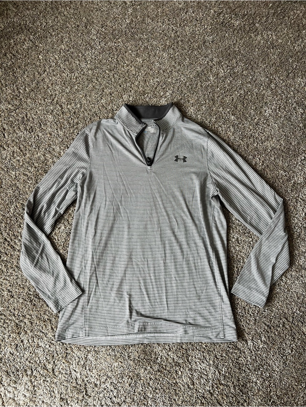 Under Armour Men’s Black & White Striped Quarter-Zip Pullover